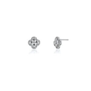 NWT Victoria Clover Stud Earrings // Sterling Silver + CZ